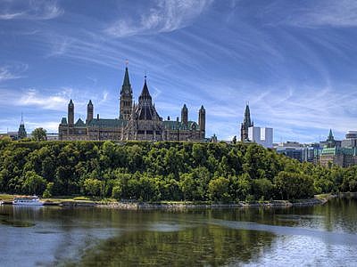 Panoramic image of Parliament Hill, Ottawa