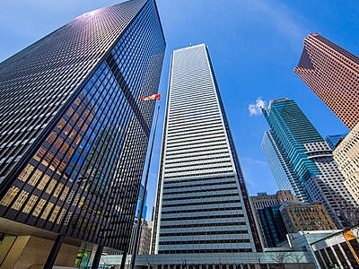 Scenic Toronto financial district skyline and modern architecture